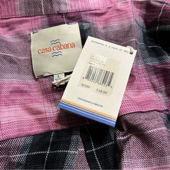 NWT Casa Cabana Pink & Black Button-up - Large - Picture 5 of 10